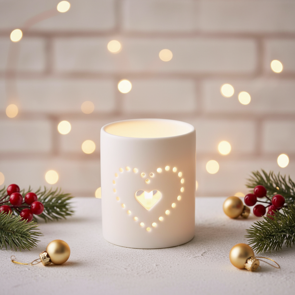 Ceramic Heart Decal T-light Holder