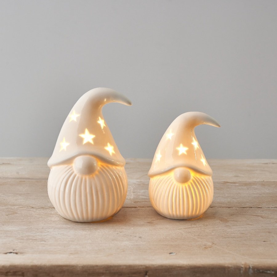 White Porcelain Light-Up Gonks - Set of 2